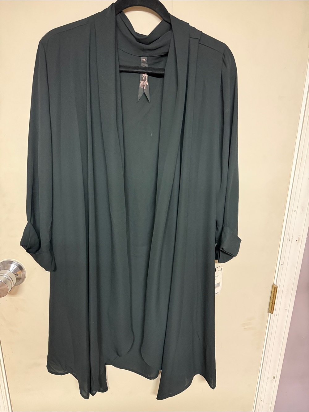 Melissa McCarthy Black Long Open Front Blouse